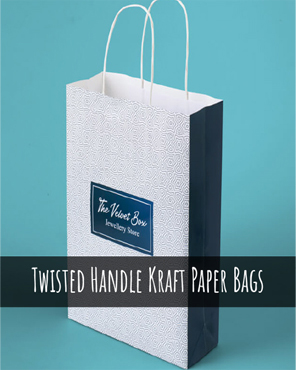 Printed kraft paper bag with twisted handles